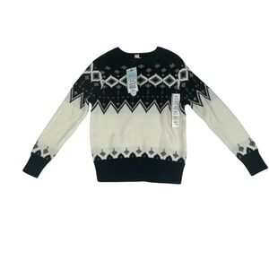Cat & Jack Fair Isle Cotton Blend Sweater Kids XS 4-5  / NWT/ Black and white